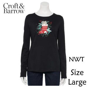Croft & Barrow Holiday Long Sleeve Graphic Tee LRG